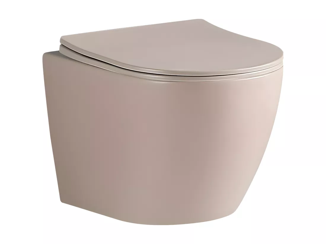 Cuvette WC suspendu CARCEO beige mat - sans bride et avec frein de chute