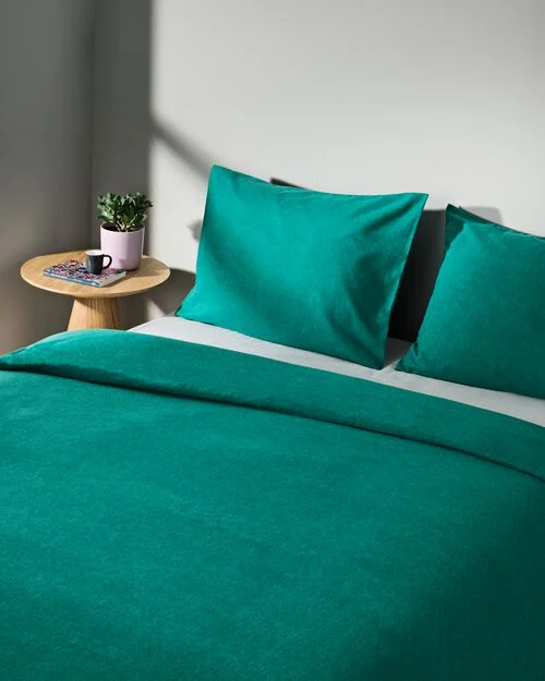 housse de couette flanelle 200 x 200/220 mélange vert foncé