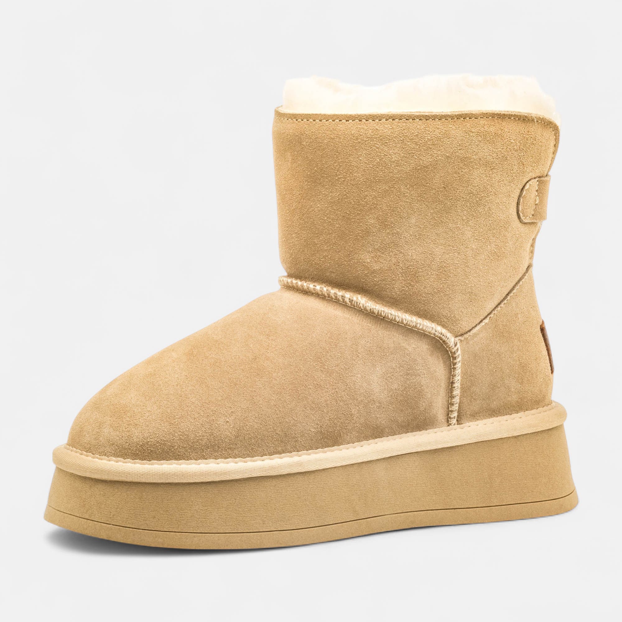 Boots Femme en cuir beige
