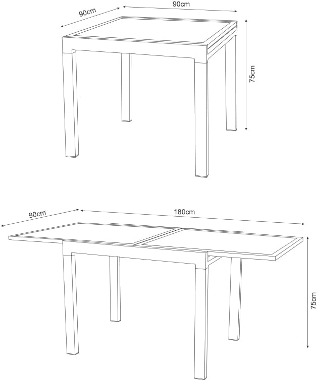 Mommahome® Set mit ausziehbarem Tisch und 4 Stühlen, Gartenmöbel-Set für den Außenbereich, 5-teilig, Aluminiumgestell, Tisch und Stühle für Terrasse, wasserdicht, wetterfest (weiß)