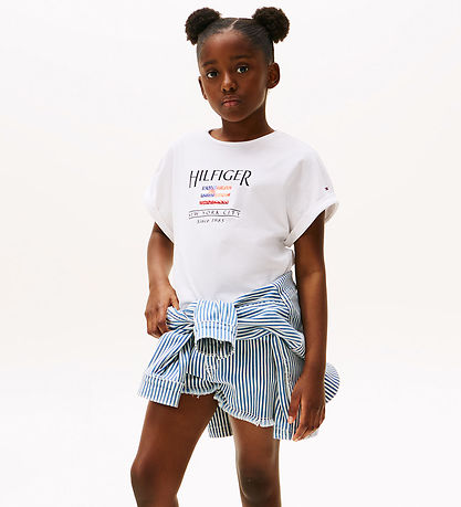 Tommy Hilfiger T-Shirt - Pailletten Flagge - Weiß