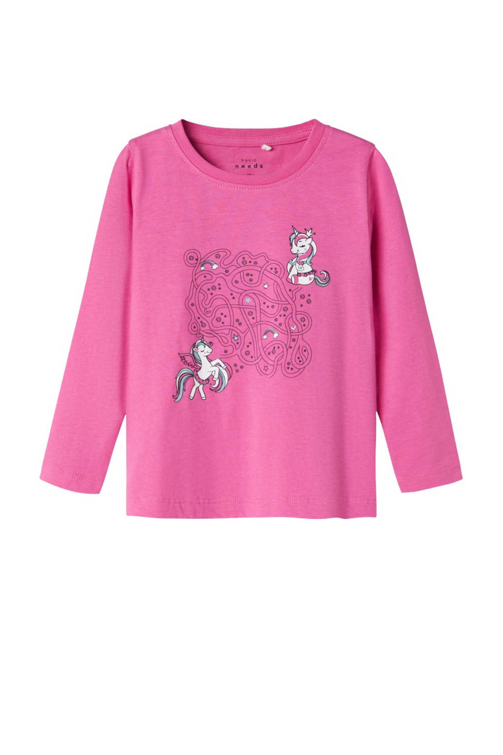NAME IT longsleeve NMFVIOLET met printopdruk roze