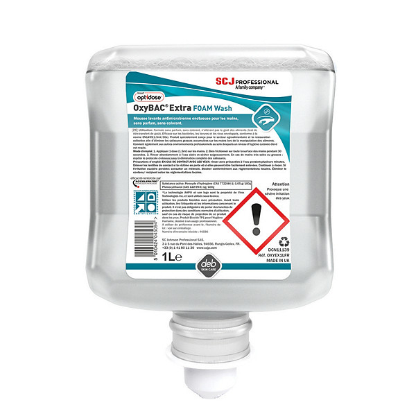 Savons moussant antimicrobien Oxybac Foam 1 L, lot de 6