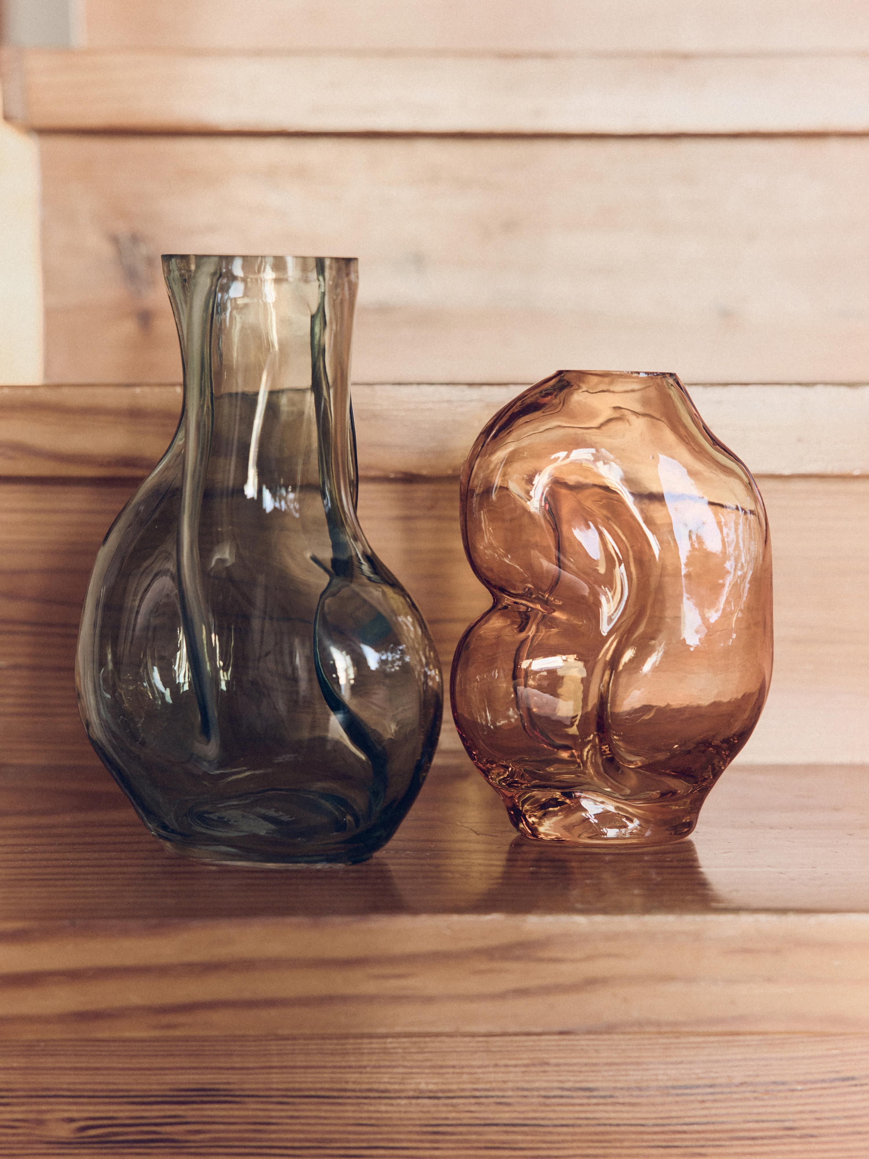 Handgemaakte glazen vaas Gleam, H 22 cm
