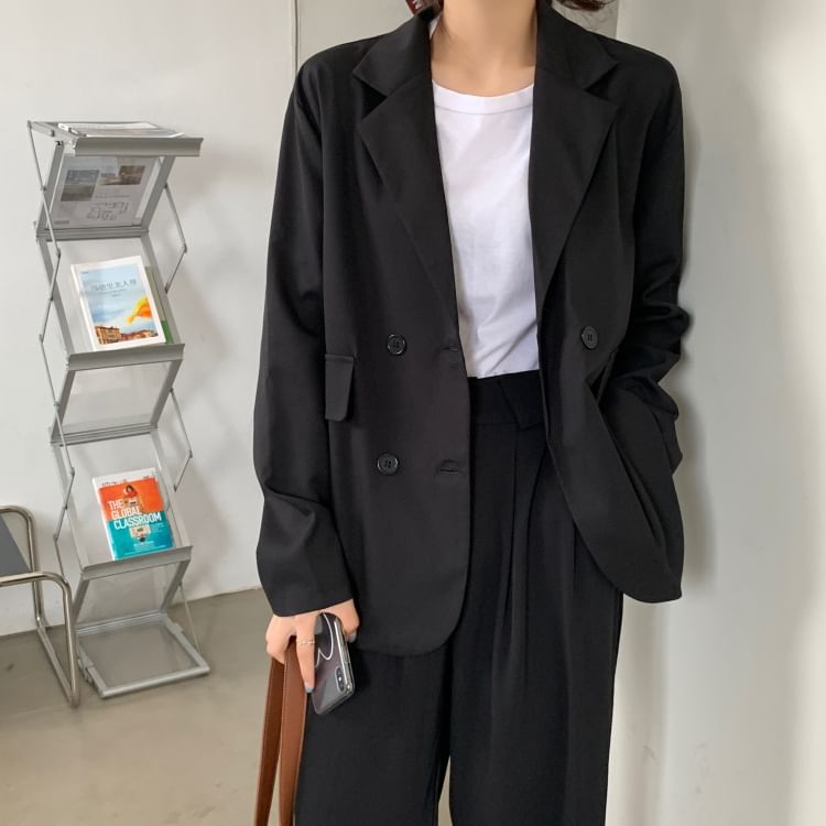 Yako - Oversized dubbelrijs blazer met lange mouwen