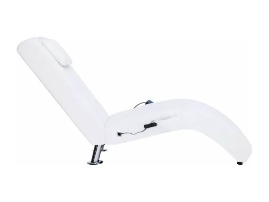 Prolenta Premium - Chaise longue de massage avec oreiller Blanc Similicuir