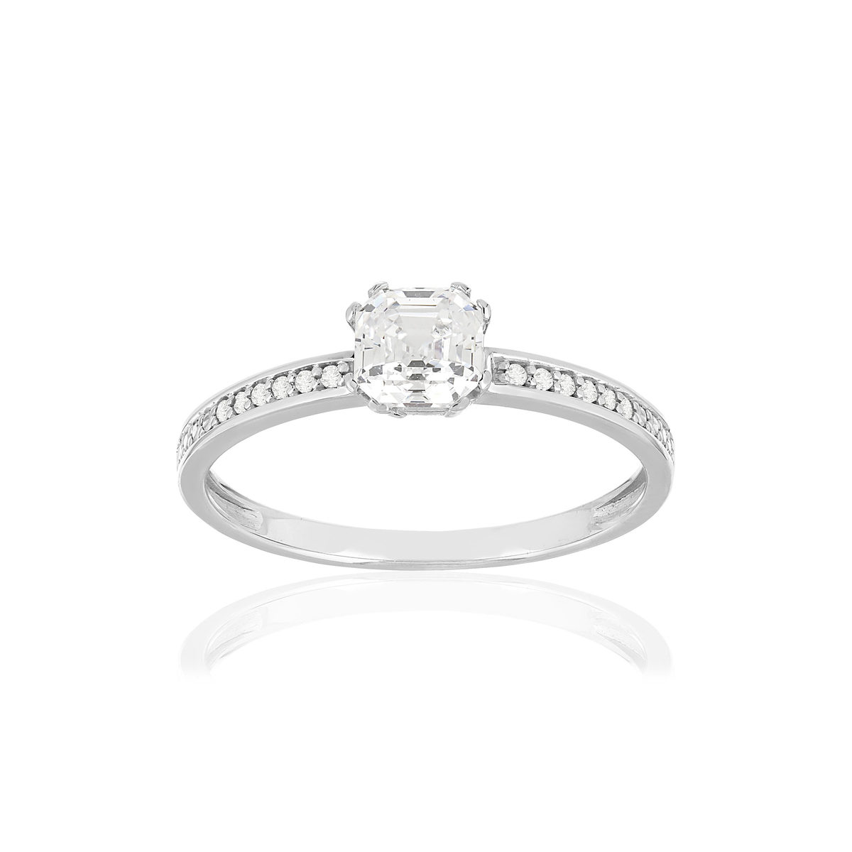 Bague or blanc 375 zirconias