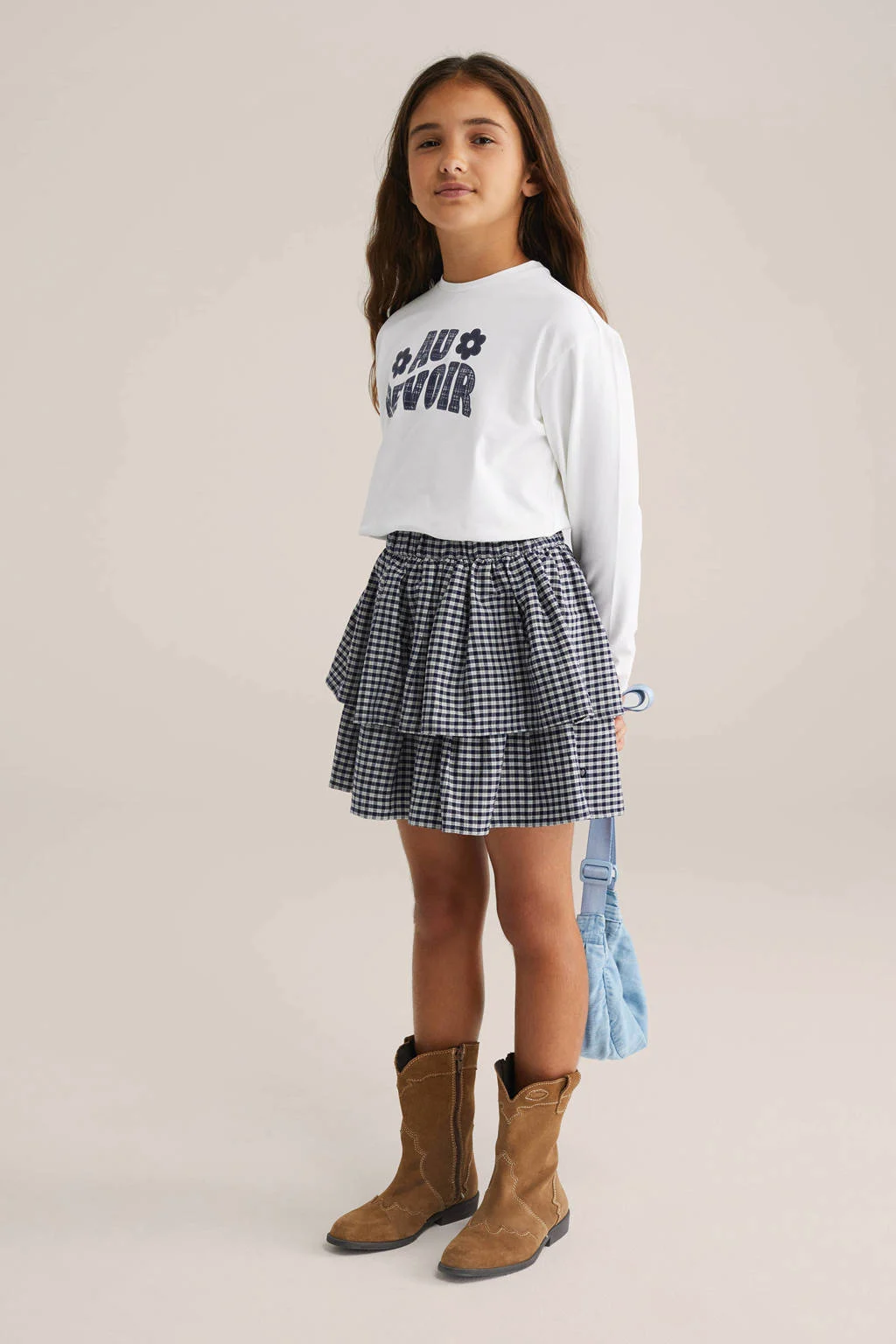 WE Fashion strokenrok donkerblauw