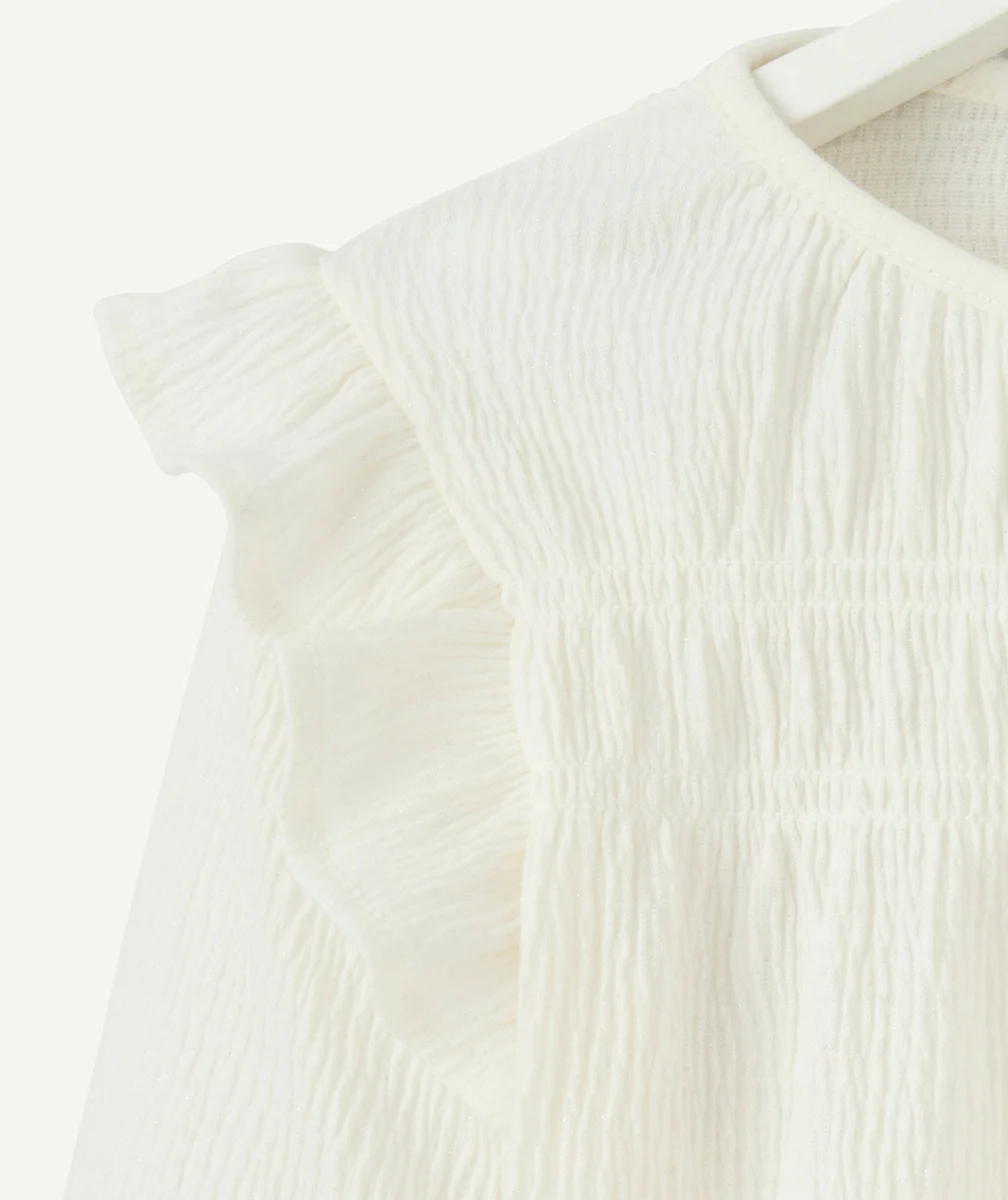 T-SHIRT MANCHES LONGUES FILLE EN FIBRES RECYCLÉES STYLE BLOUSE
