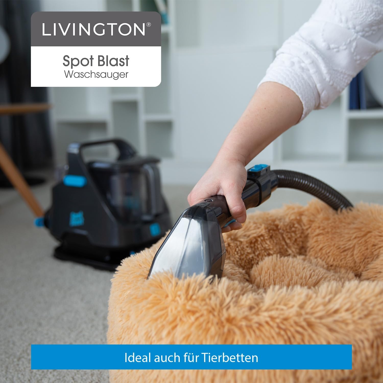 Livington SpotBlast - Waschsauger & Fleckenreiniger für Teppich, Sofa, Polster & Auto - leistungsstarker Polsterreiniger mit 3in1 Bürste - Teppichreiniger für Tierflecken - Nasssauger Polsterreiniger