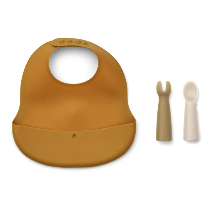 Liewood Bavoir et ses couverts Aspen en silicone | Beige