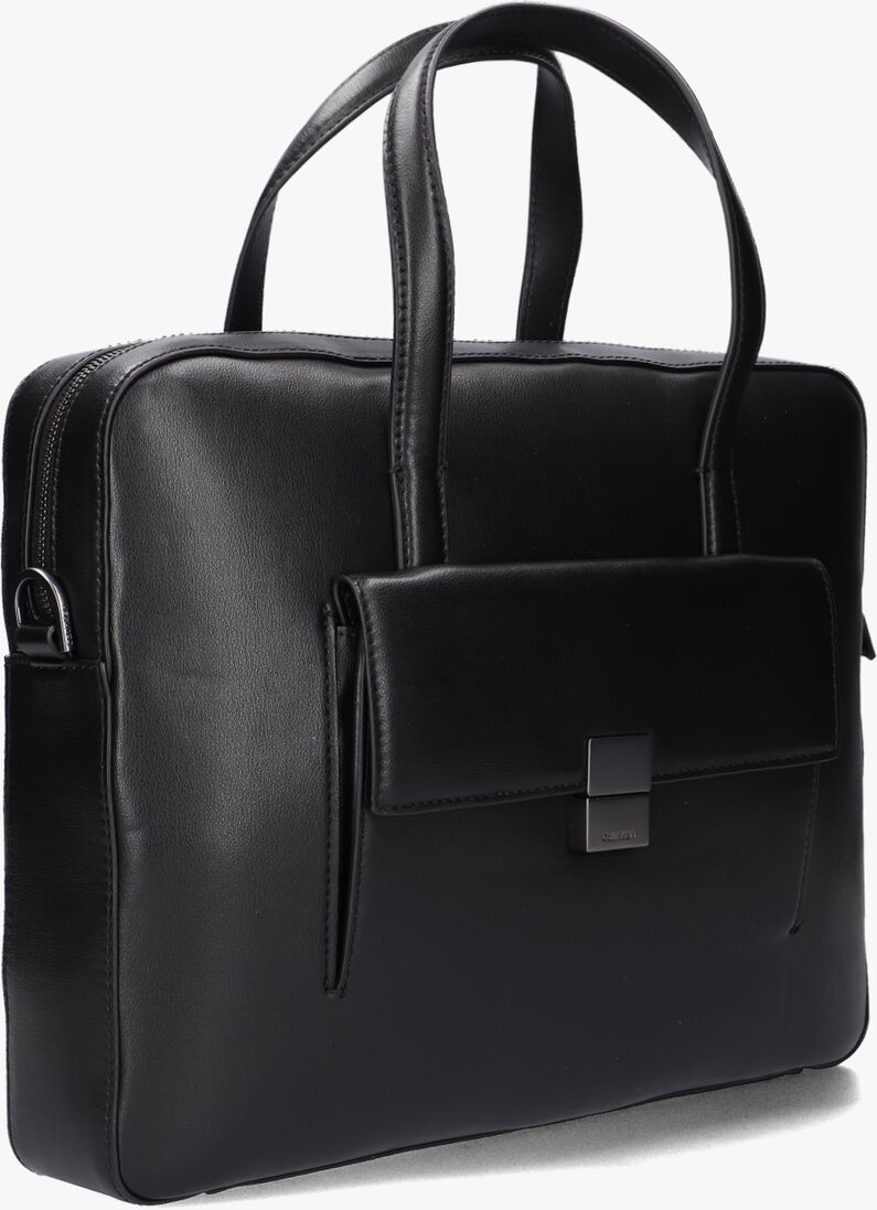 CALVIN KLEIN zwarte calvin klein laptoptas iconic hardware laptop bag
