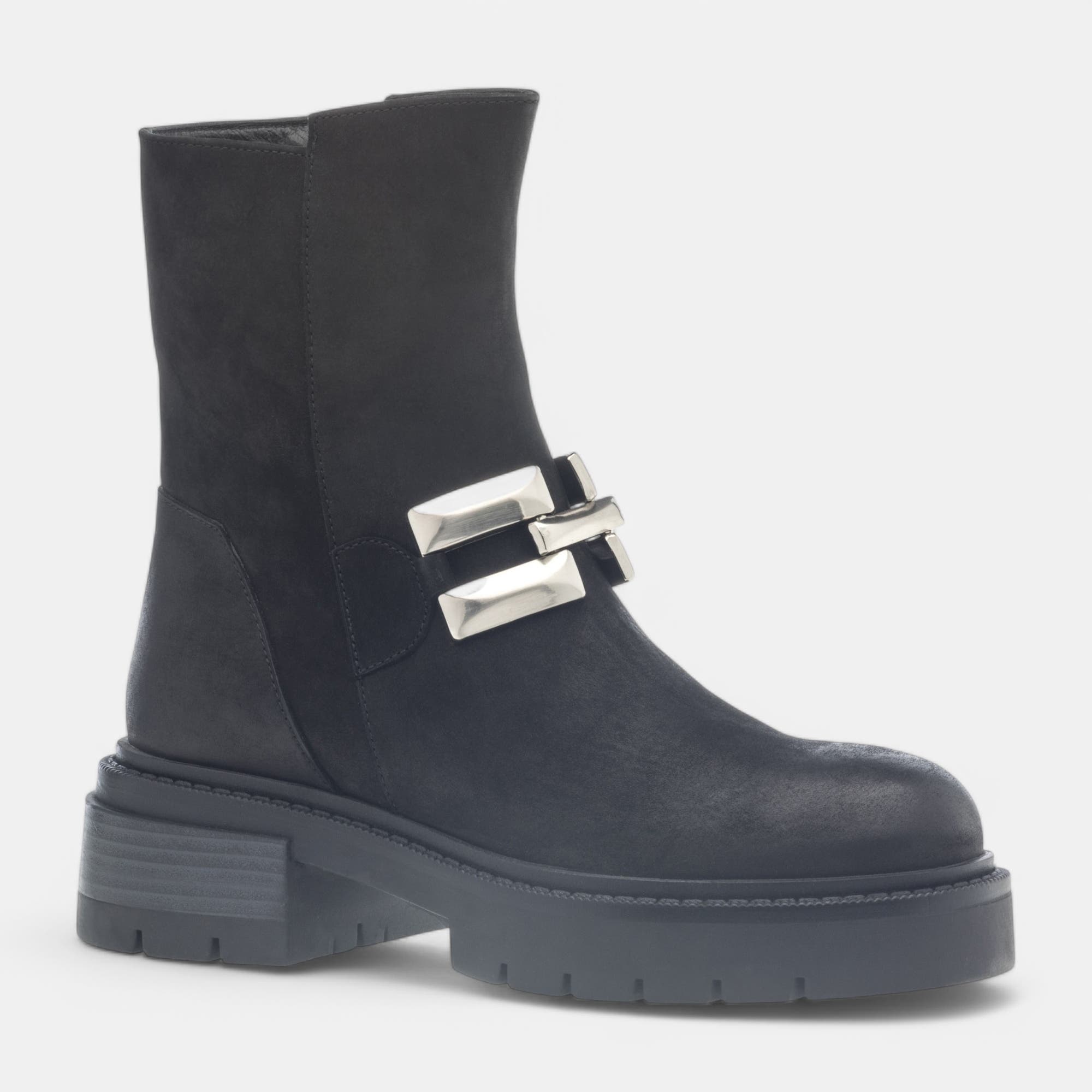 Boots à talon Femme en cuir noir
