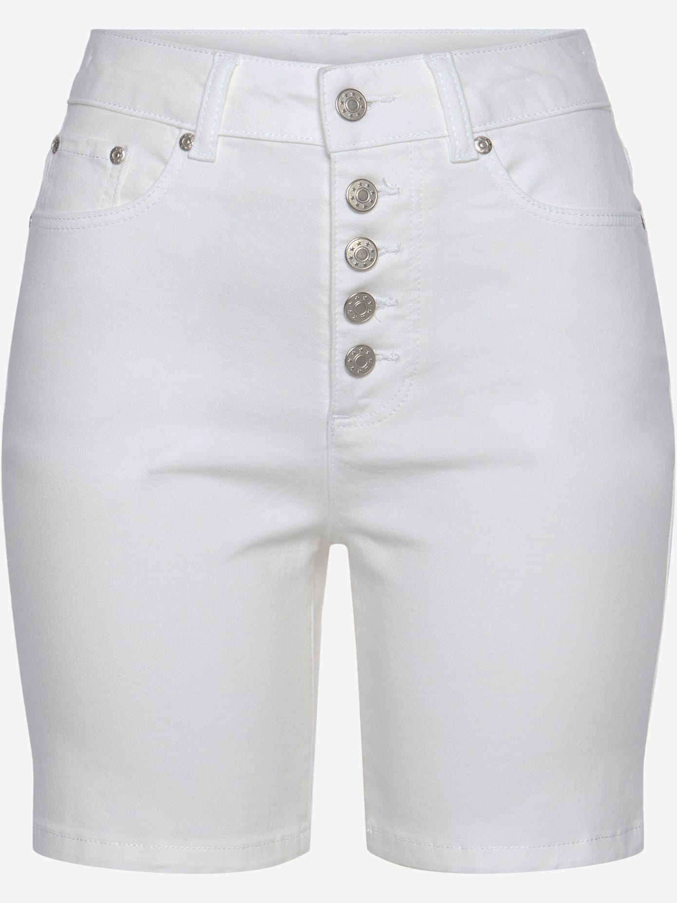 Short en jean taille haute avec patte de boutonnage tendance devant