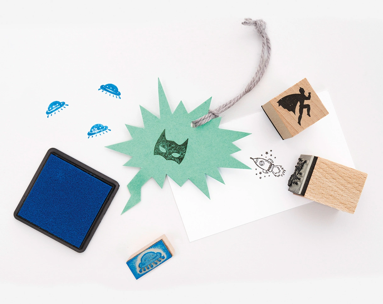 Holzstempel-Set SUPERHEROES 14-teilig