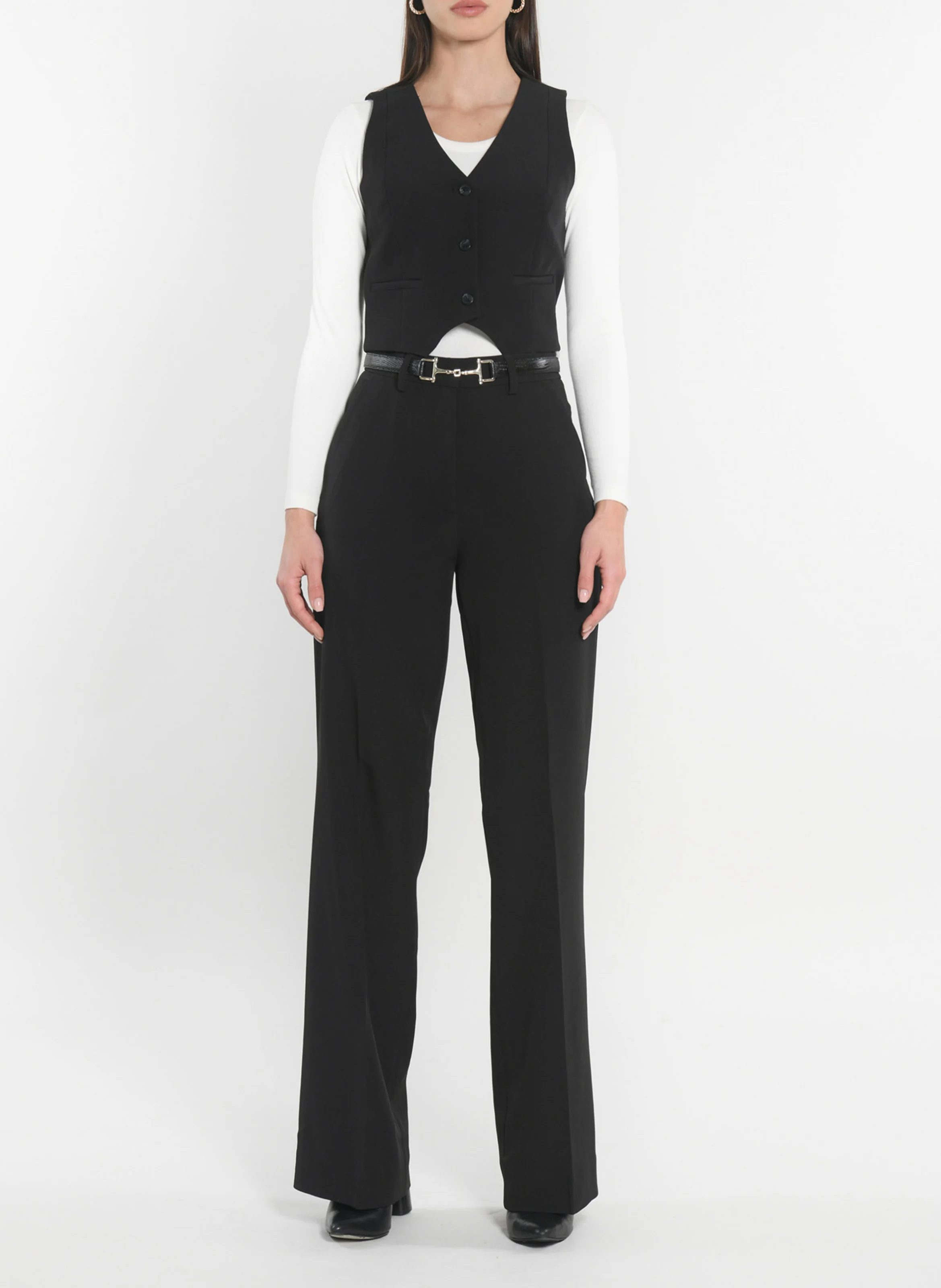 MATHILDA - Pantalon droit taille basse | Noir
