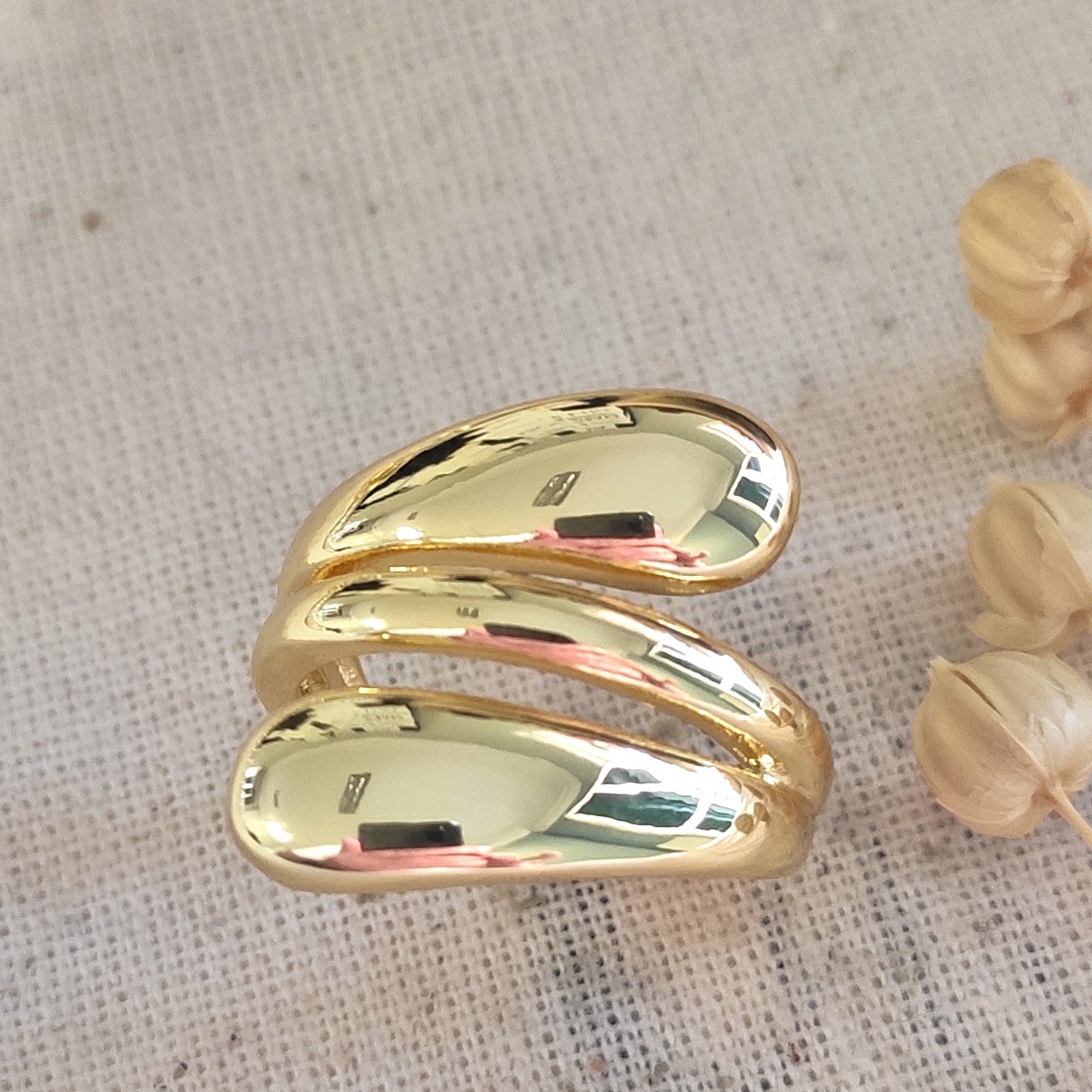 Bague ajustable - Laiton plaqué or