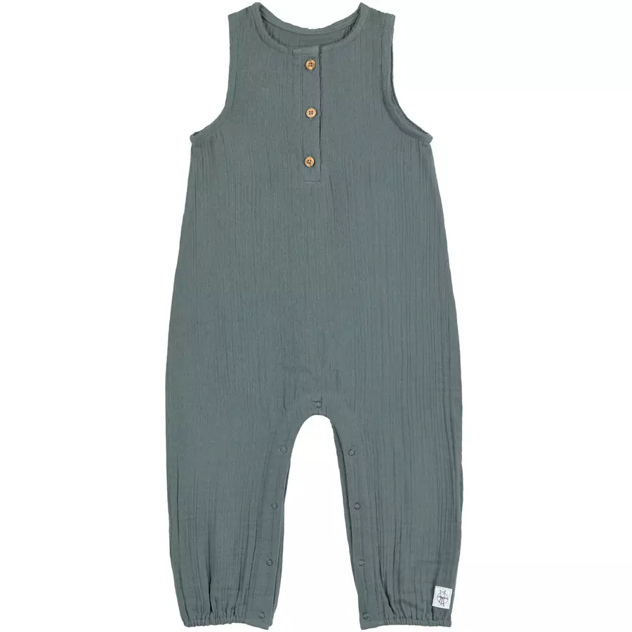 LÄSSIG Musselin Jumpsuit Petrolgrün