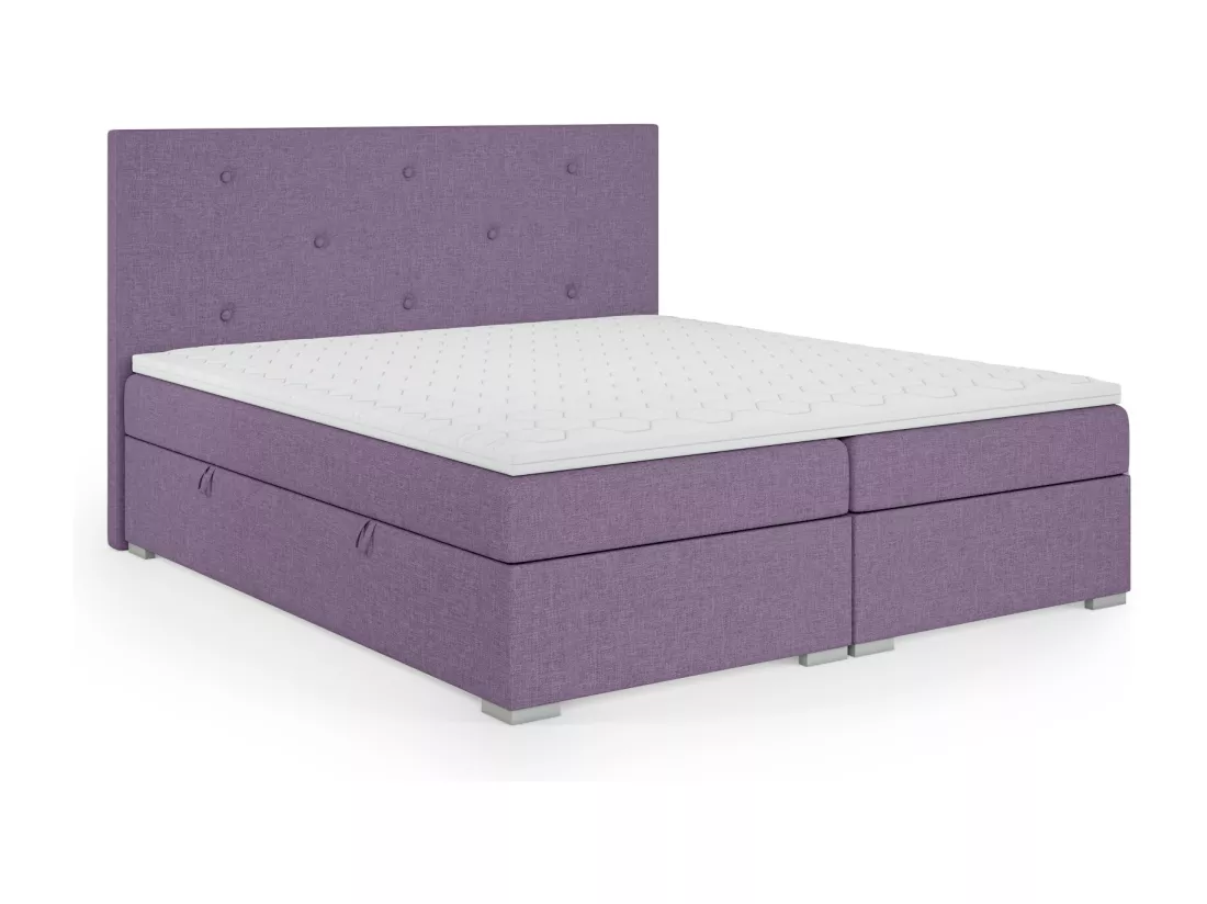 Lit Boxspring avec tiroirs de lit, Coffre de lit Topper Atlanta 160x200 cm, Orinoco 64 (Violet clair)