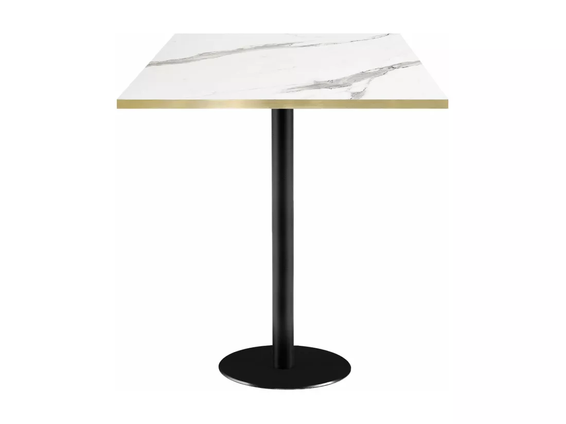 Mange-debout 70 x 70 cm - modèle Rome marbre blanc chants laiton