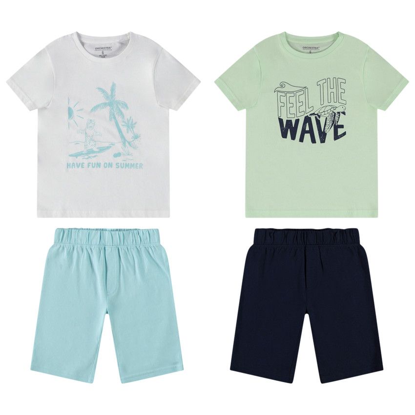Lot de 2 pyjamas courts prints fantaisie pour garçon - Bleu