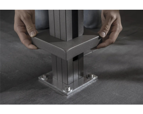 Paalkap voor paalankers, aluminium, 14,5 x 14,5 cm, grijs