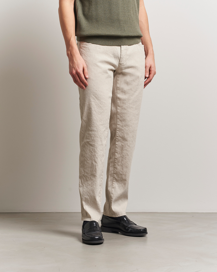 Brax Cadiz Linen-Flex 5-Pocket Pants Beach
