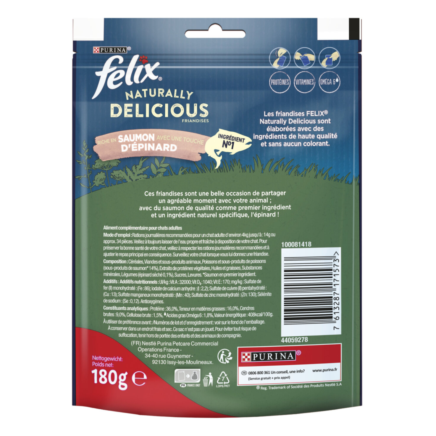 Felix Katzensnack Naturally Delicious Lachs & Spinat
