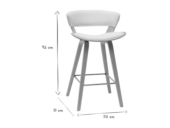 Tabouret de bar design blanc et bois clair H65 cm SYRAH
