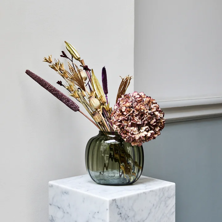 Holmegaard - Primula Vase, oval, H 17,5 cm, smoke