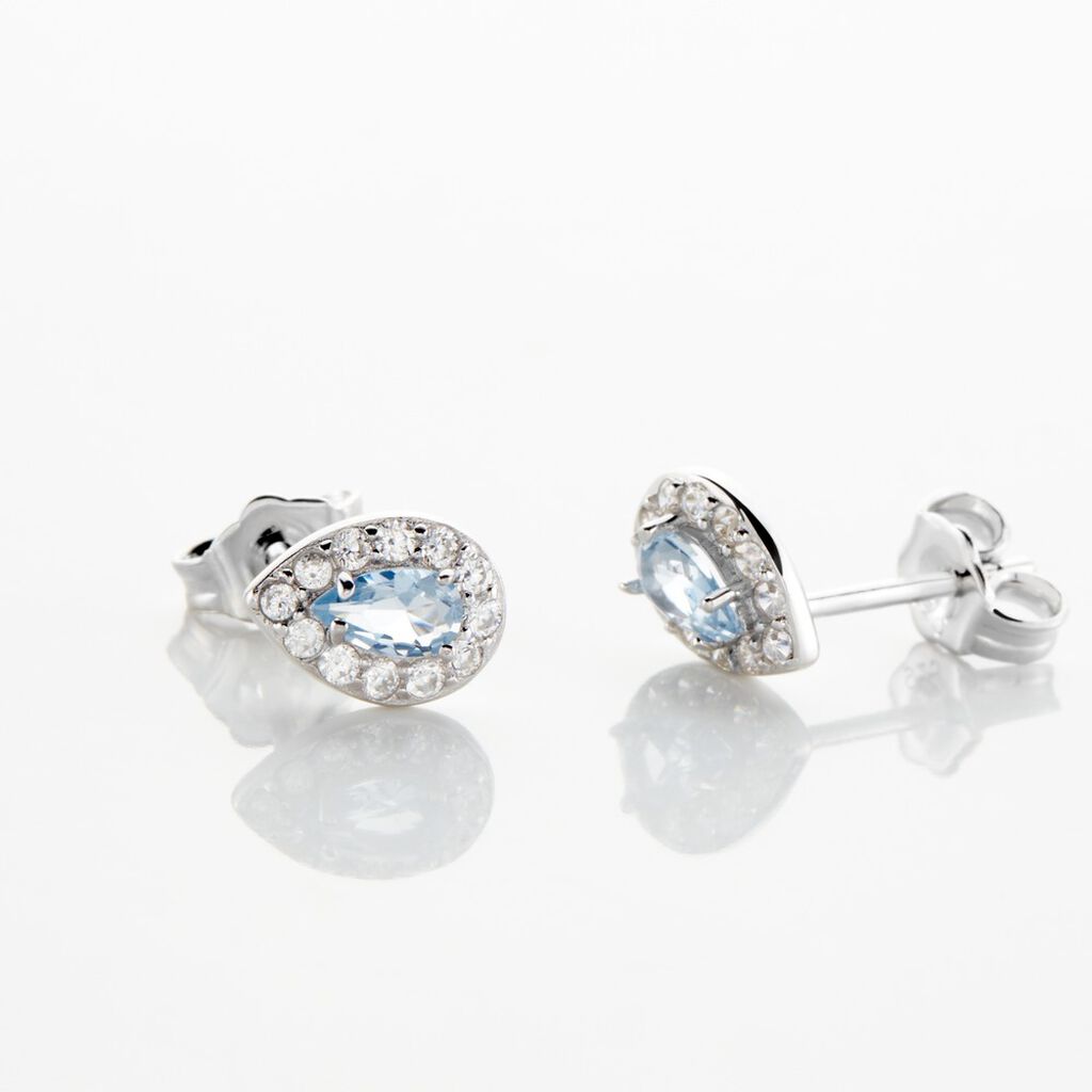 Boucles D'oreilles Puces Argent Blanc Tania Oxydes De Zirconium