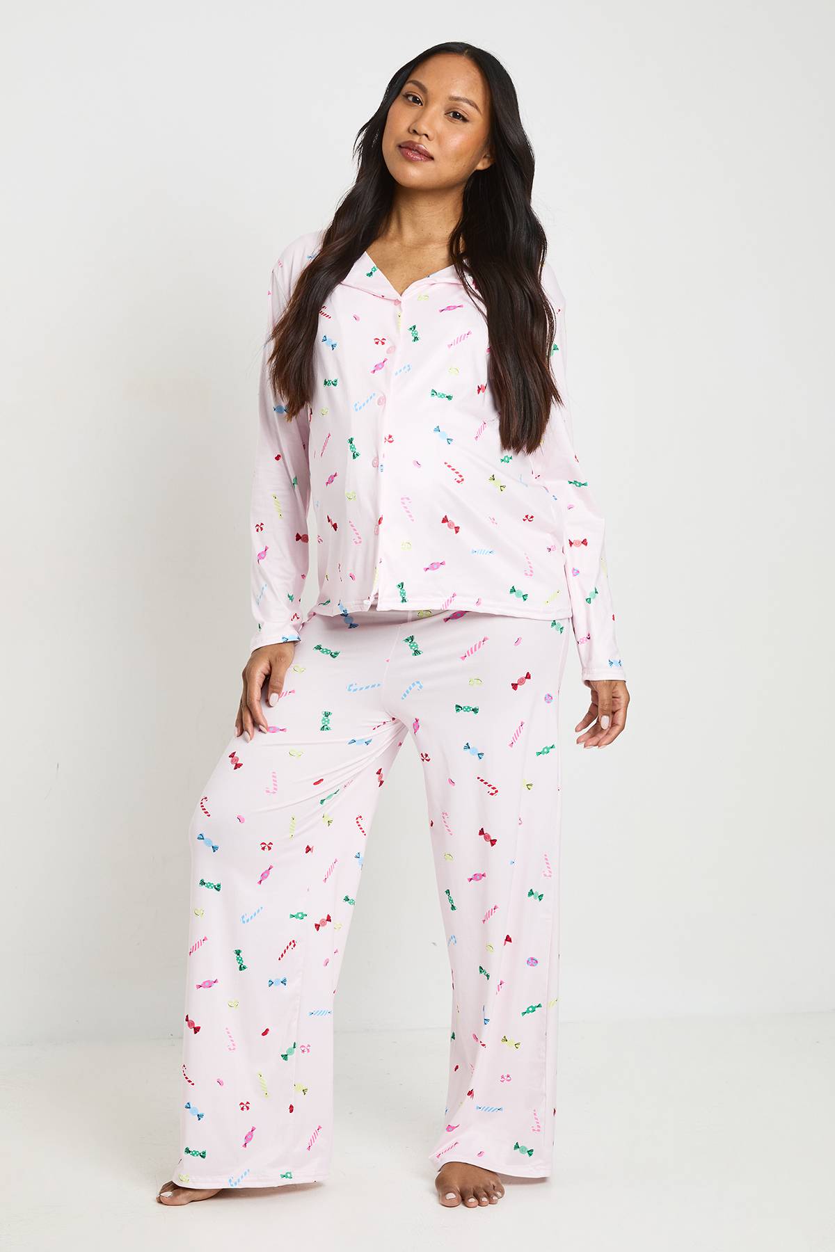 boohoo Ensemble De Pyjama De Maternité Chemise À Manches Longues Et Pantalon À Imprimé Doux