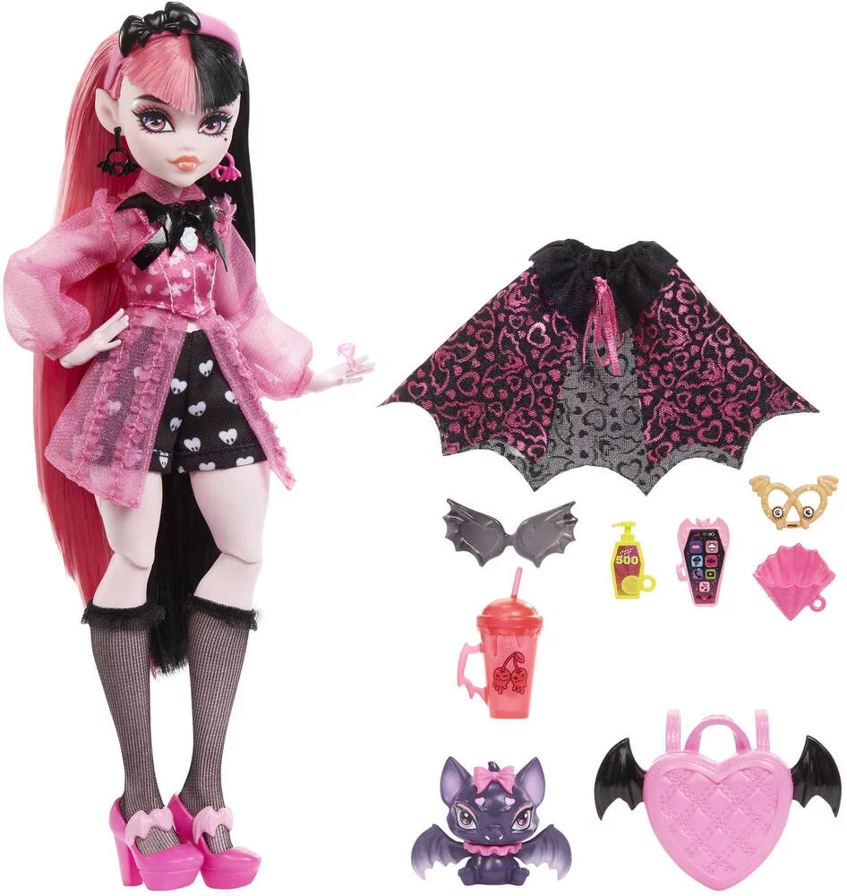 MONSTER HIGH -  POUPEE DRACULAURA AVEC CHAUVE-SOURIS DE COMPAGNIE