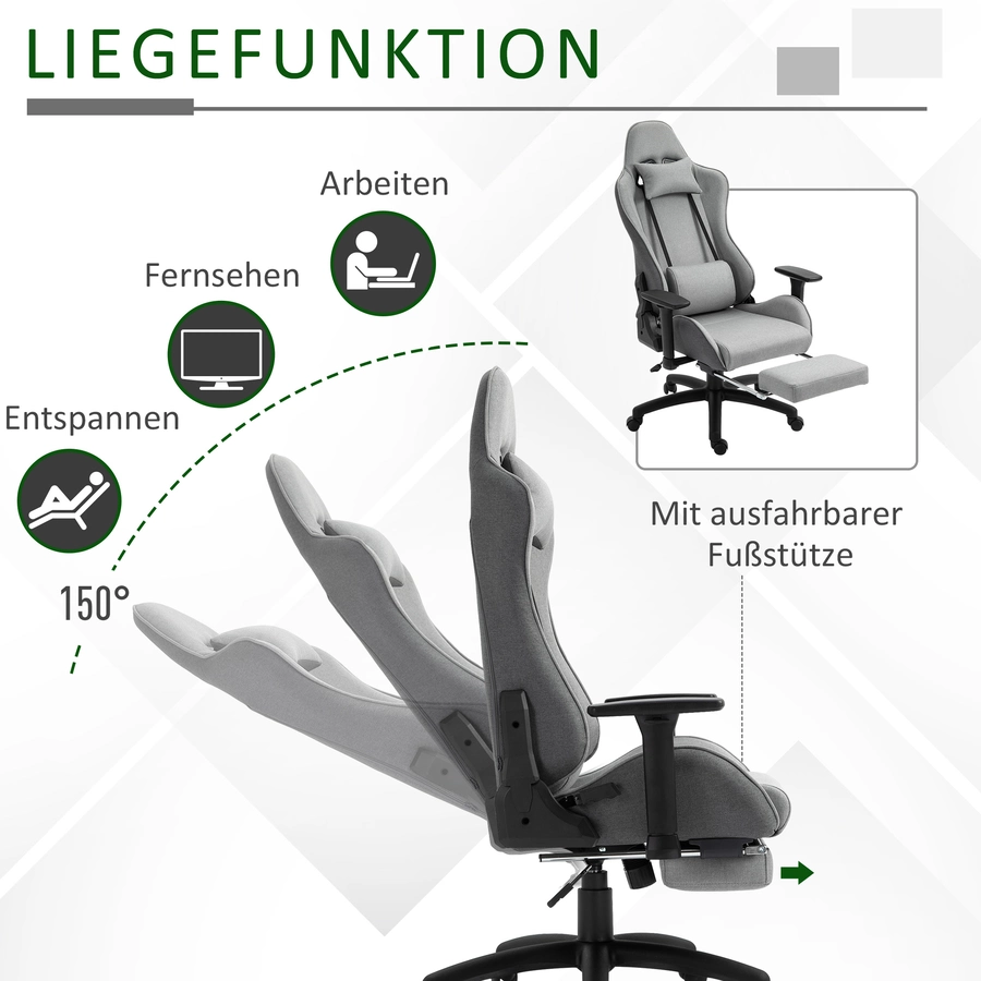 Vinsetto Bürostuhl mit Wippfunktion grau