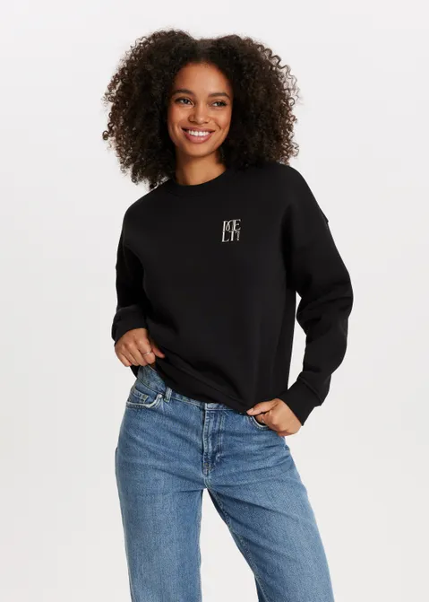 Sweater met print abstract zwart (ZWART)