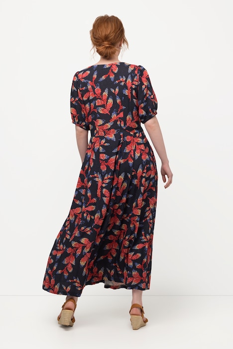 Trachtenkleid, Leinenmix, Knopfleiste, Rundhals, Halbarm