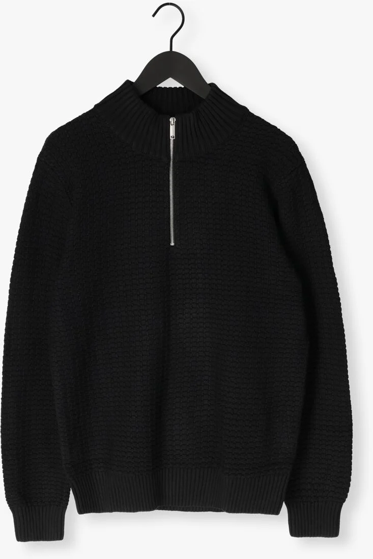 SELECTED HOMME zwarte selected homme trui slhthim ls knit structure half zip