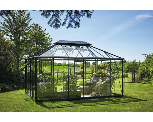 JULIANA Grand Oase kas 13,0 m² 3 mm veiligheidsglas 439 x 296 cm antraciet/zwart