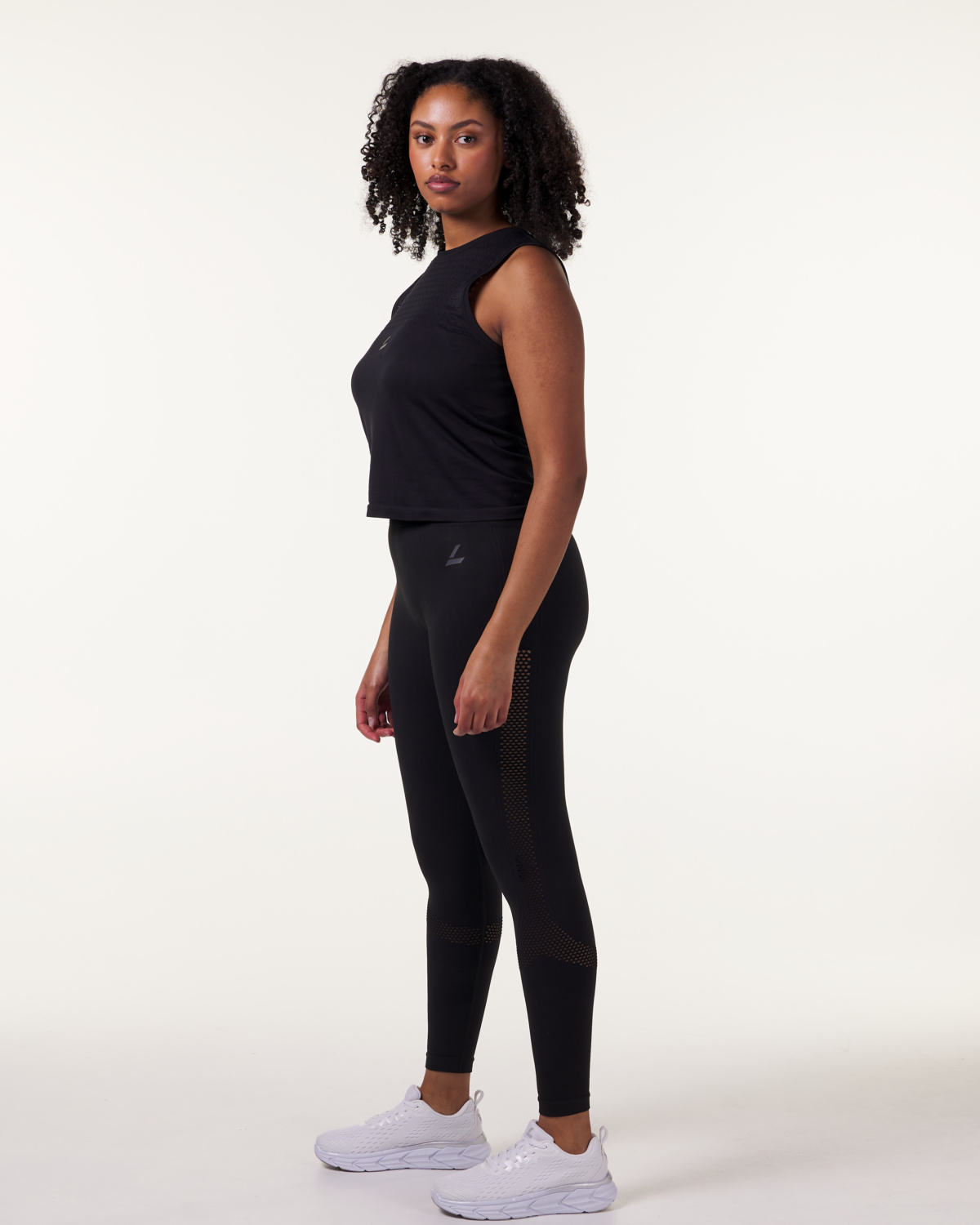 LEVITY Eclipse Mesh Seamless Tights Black Marl