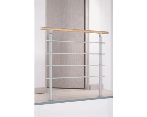 Pertura Linos rechte balustrade 120 cm aluminium en beukenhouten leuning