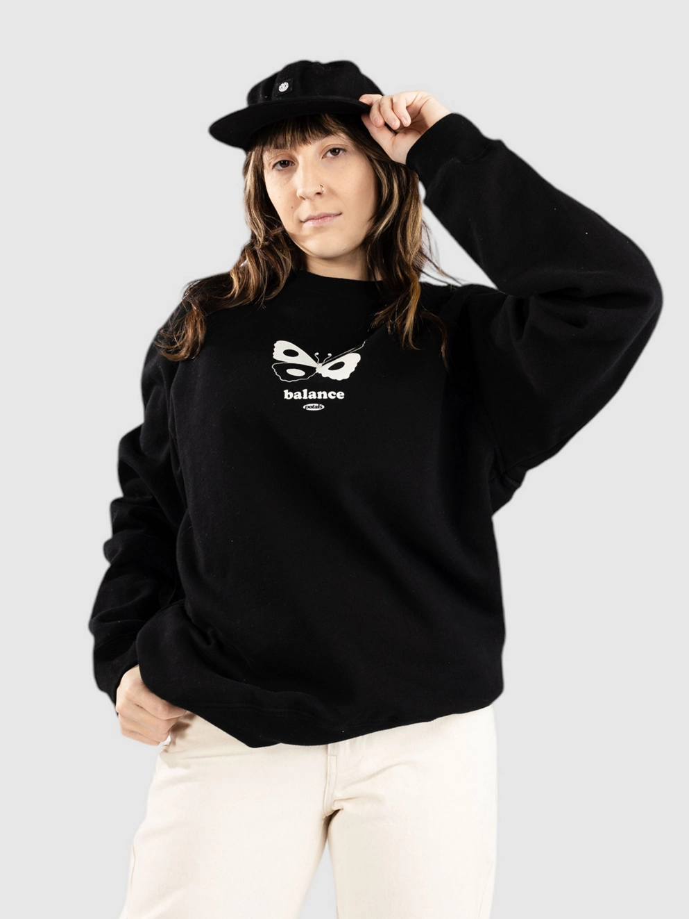 Petals and Peacocks Balance Crewneck Sweater black