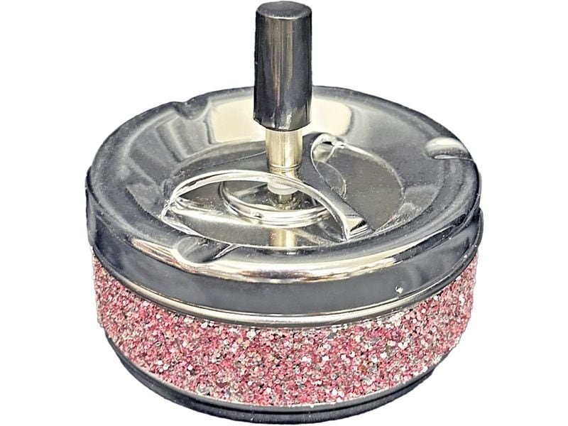 Dameco Aschenbecher mit Schleuderdeckel Rosa Drehascher aus Metall