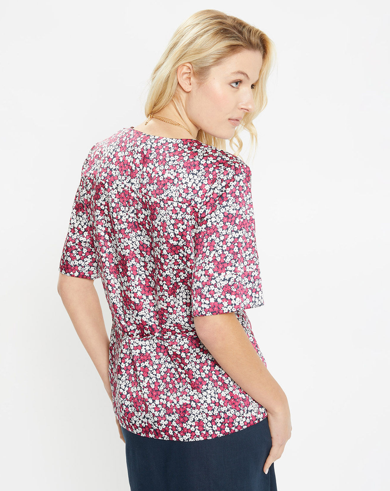 Jodhpur Top Cleo à fleurs rose foncé