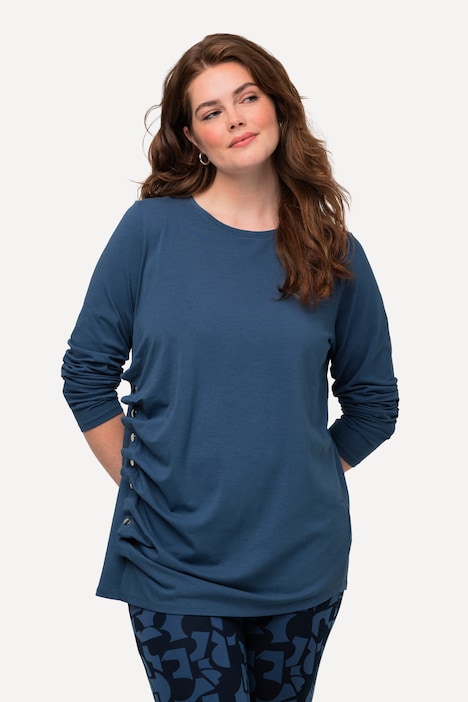 Shirt, drapiert, Rundhals, Langarm, Biobaumwolle