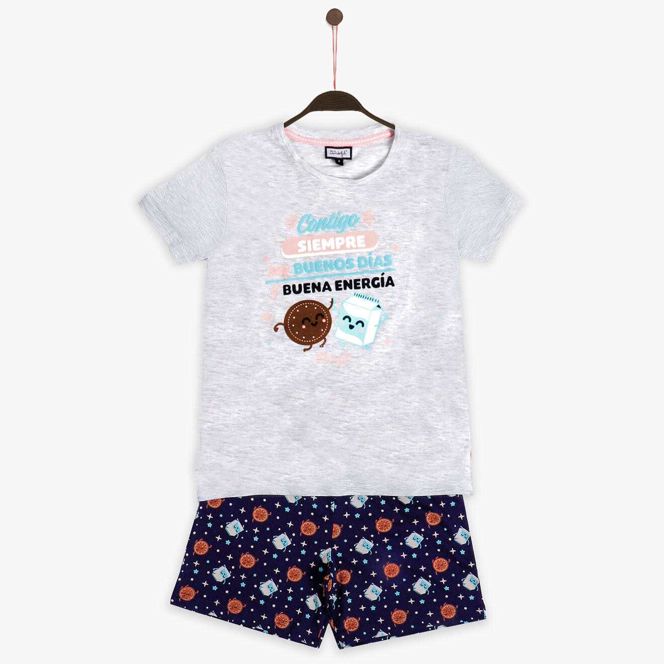 Mr Wonderful Pyjama Avec toi T-Shirt & Short gris/noir