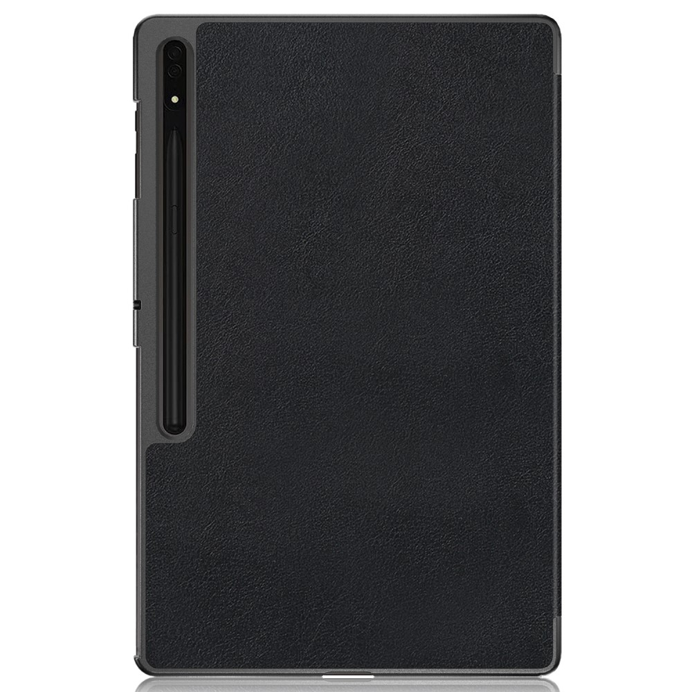 Samsung Galaxy Tab S9 Ultra Flipcase Hülle Ledertasche mit Aufstellfunktion Litchi Look   S-Pen Halterung - Schwarz