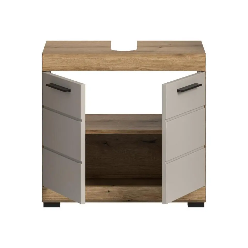 Hioshop Scout wastafel 2 deuren kasjmier decor mat- eiken decor