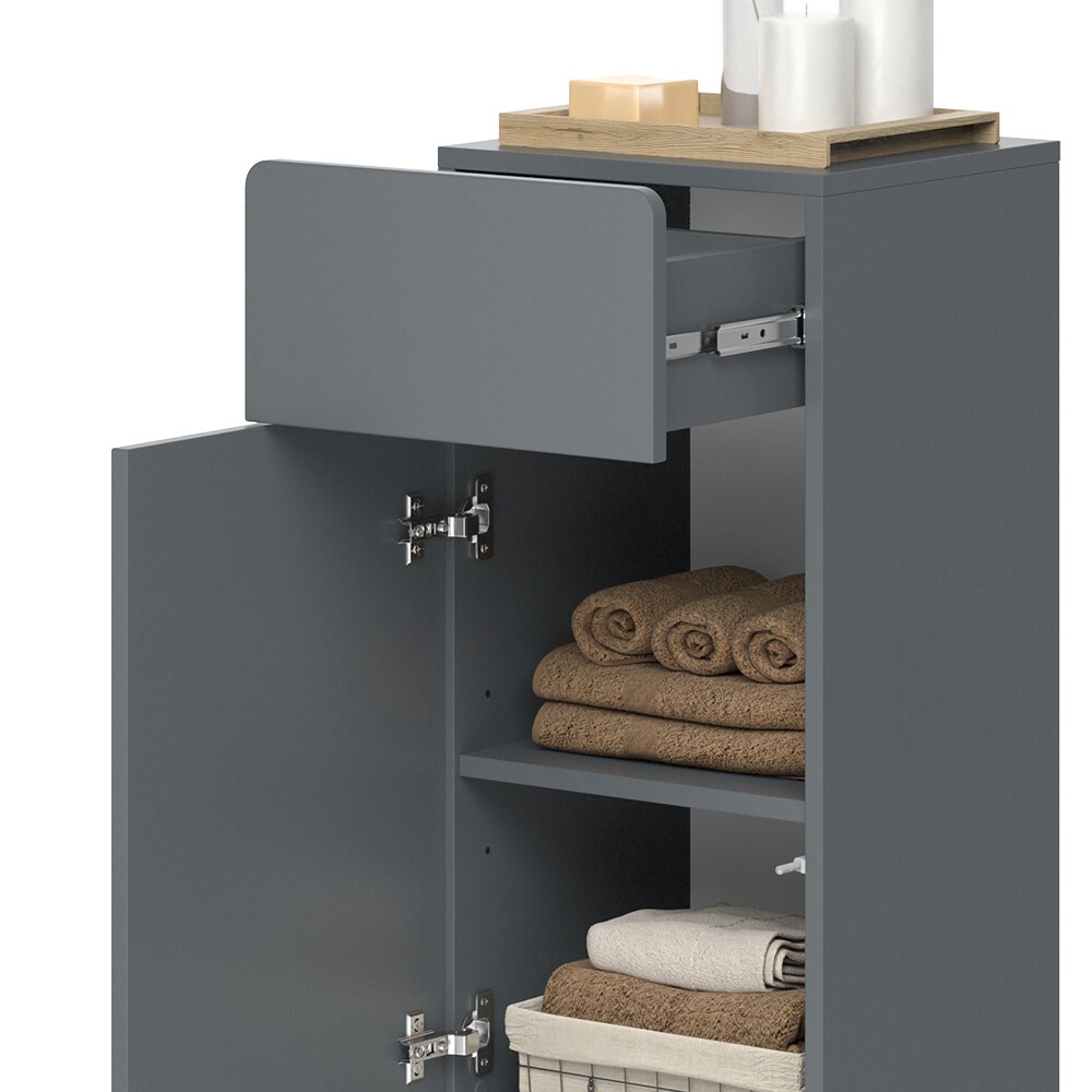 Vicco Midischrank Izan Grau 37 x 77 cm mit Schublade und Tür