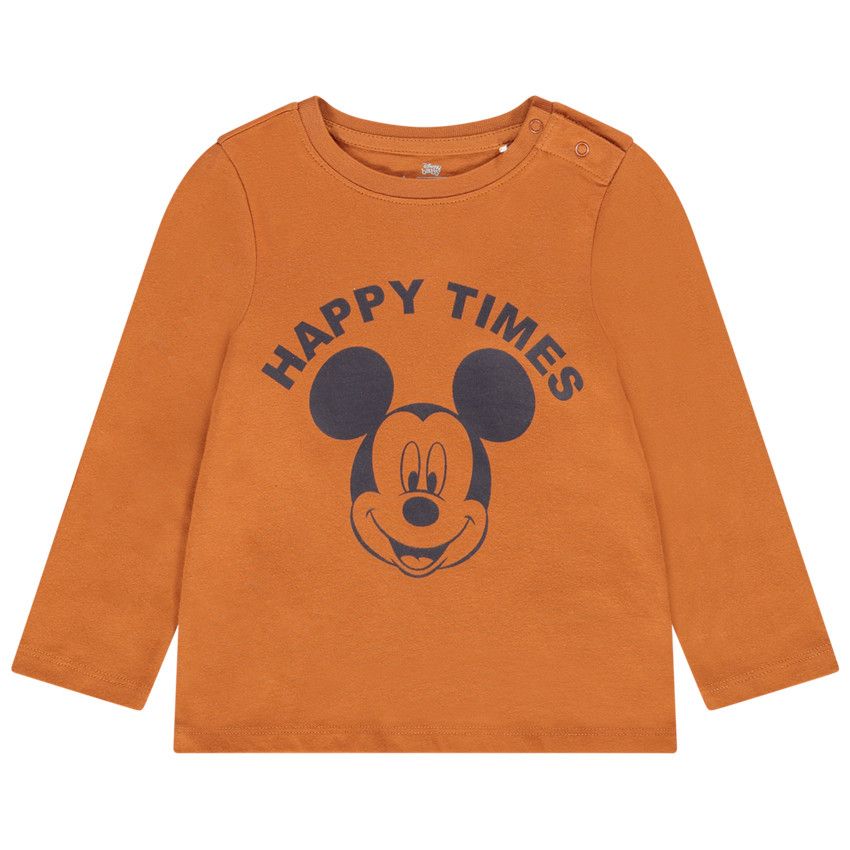 T-shirt manches longues Michey Disney pour bébé garçon - Moutarde