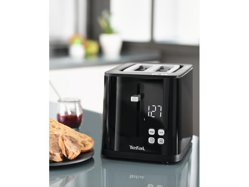 Tefal Toaster Smart'n Light Schwarz Moderner 2-Scheiben-Toaster mit Digitaldisplay